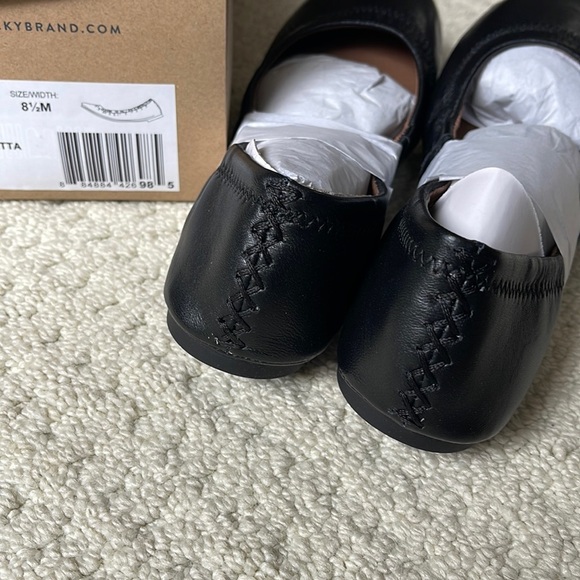 Lucky Brand NIB Emmie Leather Ballet Flats in Black Size 8.5 NEW - Picture 5 of 9